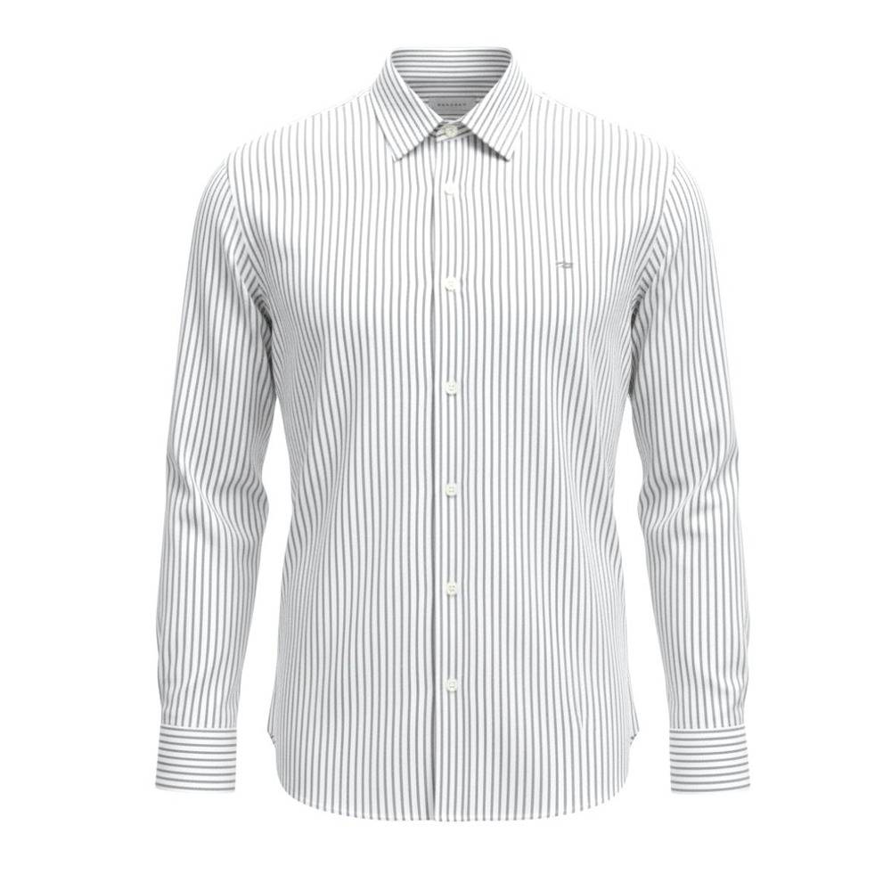 Calvin Klein Button Up Shirt Mens M White Black Pinstripe LS Logo Cotton Office